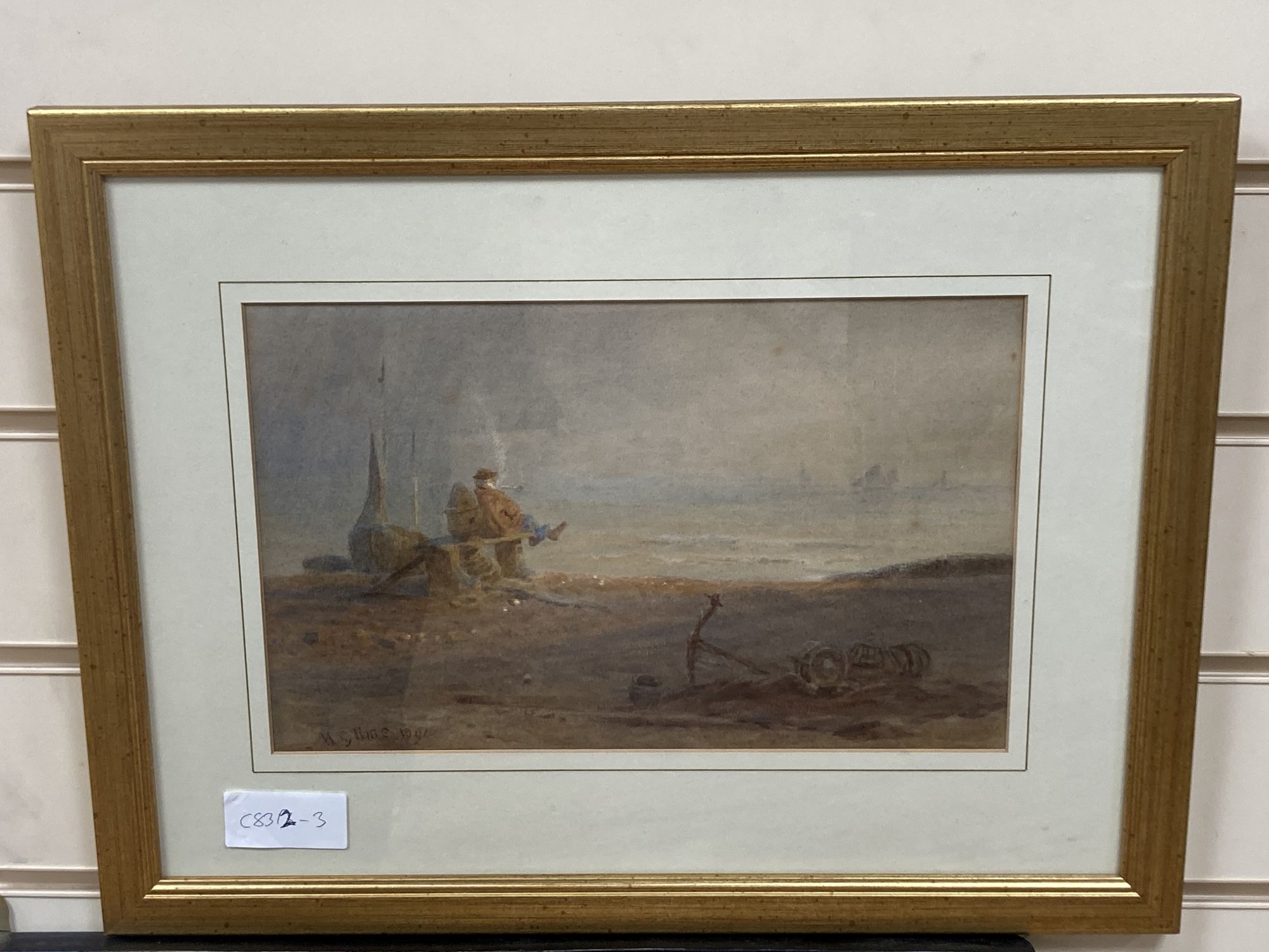 Henry George Hine (1811-1895), watercolour, Old Navarino, an Eastbourne character, signed and dated 1891, with artist label retained